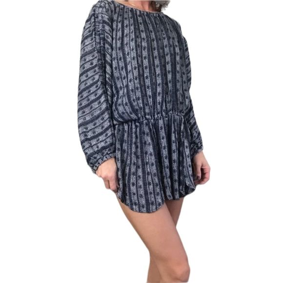 Free People Blue Boho Tunic Top size XS - Picture 3 of 7